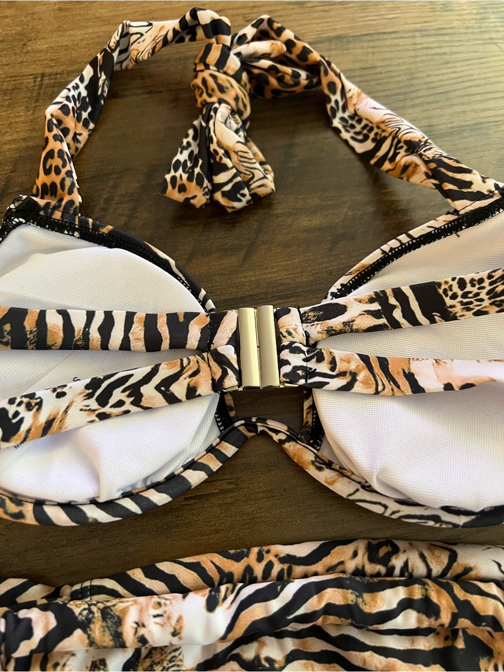 Leopard Zebra Animal Print Halter Underwire Bikini Set - Picture 5 of 8